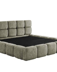 Lit coffre en velours chiné vert olive 180x200 cm BUBBLE