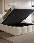 Lit coffre tissu bouclette beige 180x200 cm BUBBLE