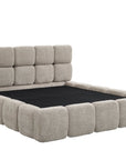 Lit coffre tissu bouclette taupe 180x200 cm BUBBLE