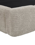 Lit coffre tissu bouclette taupe 180x200 cm BUBBLE
