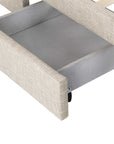 Lit double avec 4 tiroirs en lin beige 140x190 cm LEANDRE