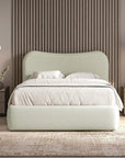 Lit double effet peau de mouton blanc écru PAMELA 140 x 190 cm