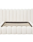Lit double en tissu bouclette beige 160x200 cm GRETA
