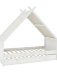Lit gigogne cabane en bois blanc 90 x 190 cm LIMEO