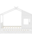 Lit gigogne cabane en bois blanc 90 x 190 cm MILIO