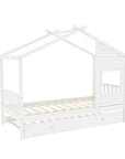 Lit gigogne cabane en bois blanc 90 x 190 cm MILIO