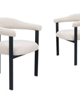 Lot de 2 chaises en tissu texturé écru pieds en métal noir ADRIANA