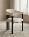 Lot de 2 chaises en tissu texturé écru pieds en métal noir ADRIANA