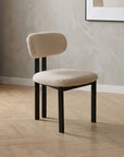 Lot de 2 chaises en tissu texturé écru pieds en métal noir LEONA