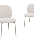 Lot de 2 chaises en tweed écru et pieds en métal gris MARCUS