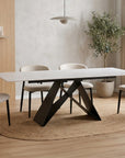 Lot de 2 chaises en tweed écru pieds en métal noir FLAVIA
