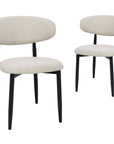 Lot de 2 chaises en tweed écru pieds en métal noir FLAVIA