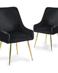 Lot de 2 chaises en velours noir pieds en métal doré DORY