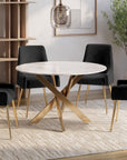 Lot de 2 chaises en velours noir pieds en métal doré DORY