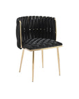 Lot de 2 chaises en velours noir pieds en métal doré POLO