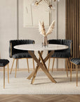Lot de 2 chaises en velours noir pieds en métal doré POLO