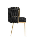 Lot de 2 chaises en velours noir pieds en métal doré POLO