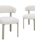 Lot de 2 chaises en velours tissé écru pieds en métal gris LOUISA