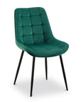 Lot de 4 chaises capitonnées en velours vert SOREN