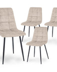 Lot de 4 chaises en tissu beige capitonné JEREMI