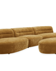 Pouf en velours tissé moutarde IMENIA
