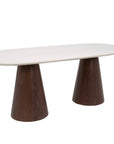 Table à manger 200cm en céramique beige pieds marron 8 personnes 200cm ELWEN