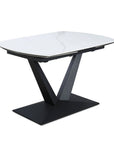 Table à manger extensible en céramique blanche 8 personnes 120-180 cm ELIAD