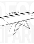 Table à manger extensible en céramique noire effet marbre 12 personnes 180-260 cm GABRIEL