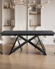 Table à manger extensible en céramique noire effet marbre 12 personnes 180-260 cm GABRIEL