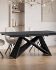 Table à manger extensible en céramique noire effet marbre 12 personnes 180-260 cm GABRIEL