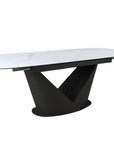 Table à manger extensible en métal marron plateau en céramique blanc 180-240 cm LERONA