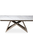 Table à manger extensible plateau céramique blanc 10 personnes 160-240 cm GABRIEL