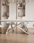 Table à manger extensible plateau céramique blanc 10 personnes 160-240 cm GABRIEL