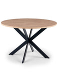 Table à manger ronde plateau effet bois pieds métal noir 120cm SINAYA