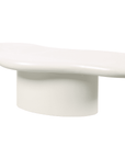 Table basse ovale en béton brossé blanc plateau asymétrique ZELINE