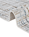 Tapis motif quadrillage beige et bleu 160 x 230 cm GRIND