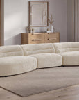 Canapé droit fixe 6 places en velours tissé beige IMENIA