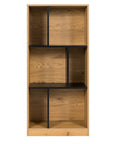 Bibliothèque design en bois noir et chêne 6 niches OFELIA
