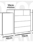 Buffet commodes 2 portes 3 tiroirs chêne et blanc avec LED - MARCEL