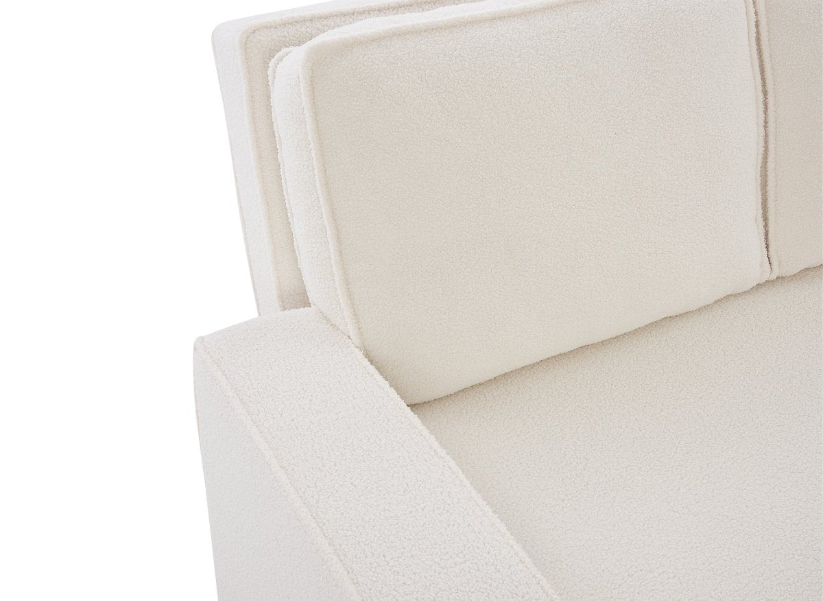 Canapé 3 places convertible en tissu bouclette écru JAMES