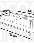 Canapé 3 places convertible scandinave en tissu gris BALDER