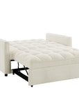 Canapé convertible 2 places en tissu bouclette écru JASPER