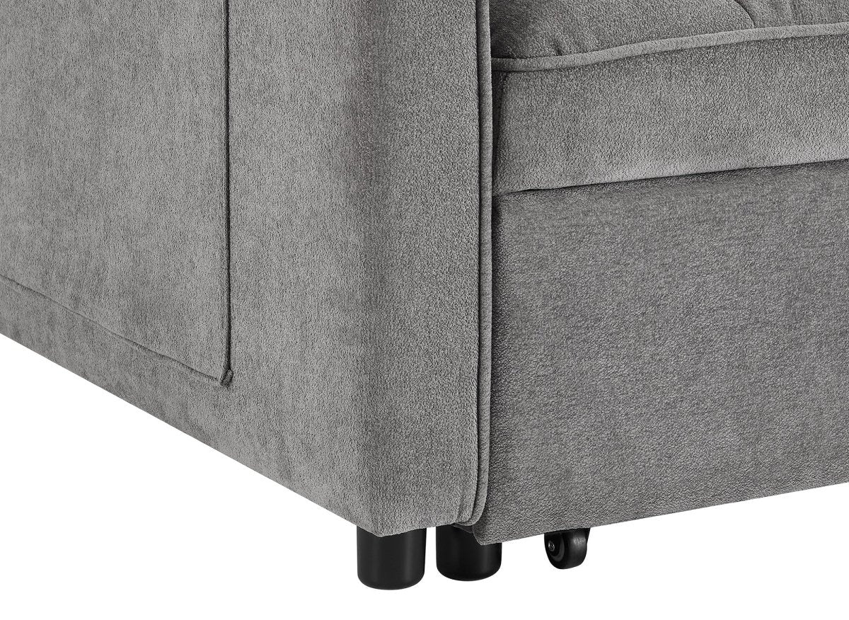 Canapé convertible 2 places en velours texturé gris JASPER