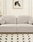 Canapé convertible 3 places en tissu texturé beige MAYORA