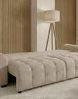 Canapé convertible avec coffre 3 places en velours chiné beige RALYA