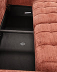 Canapé convertible avec coffre 3 places en velours chiné terracotta RALYA