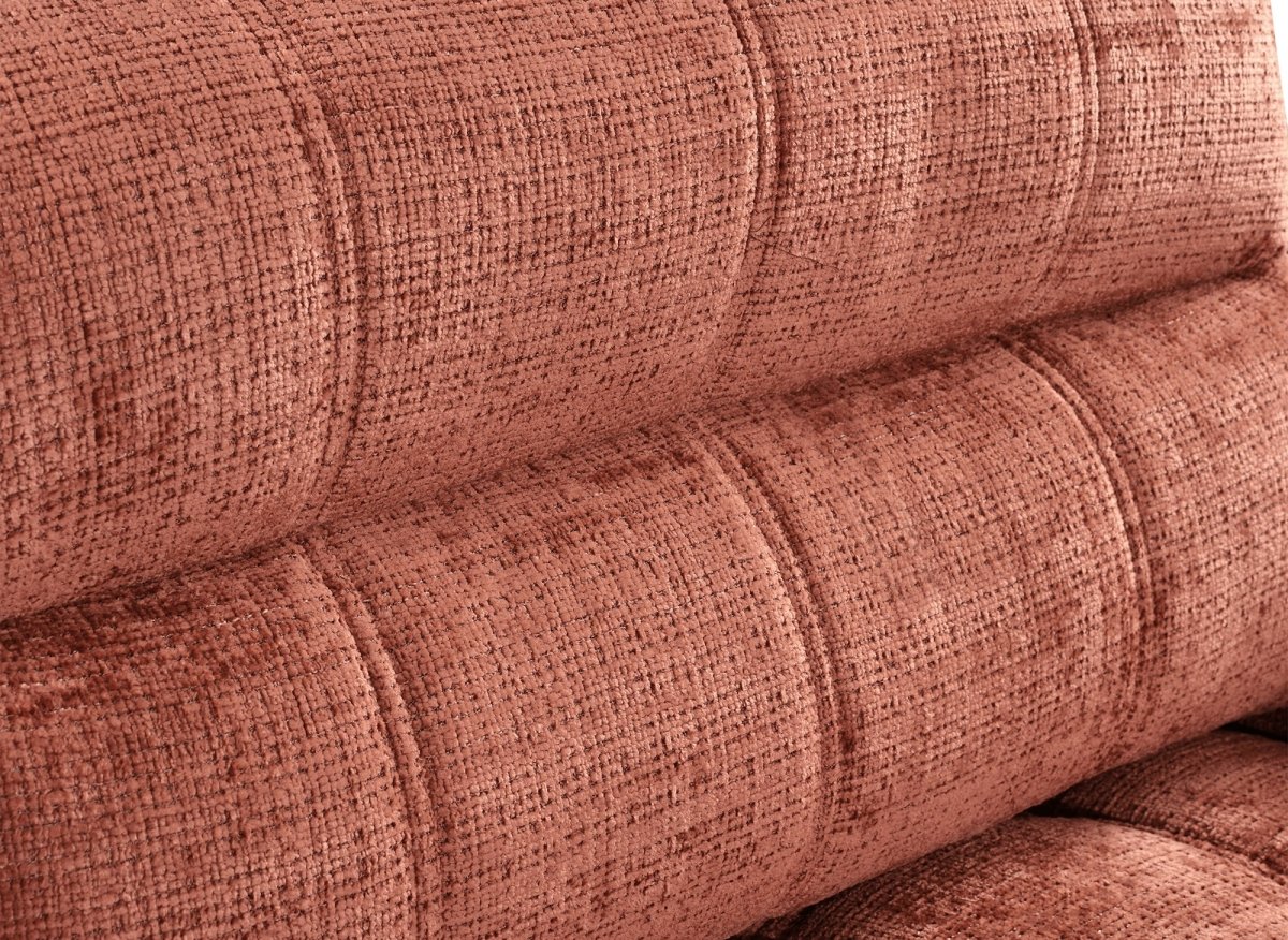 Canapé convertible avec coffre 3 places en velours chiné terracotta RALYA