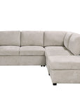 Canapé convertible avec coffre en velours chiné beige BARNEY - Angle droit