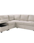 Canapé convertible avec coffre en velours chiné beige BARNEY - Angle gauche