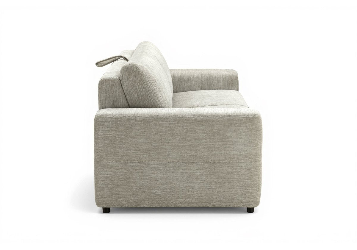 Canapé convertible express 3 places en velours chiné beige AMAURY